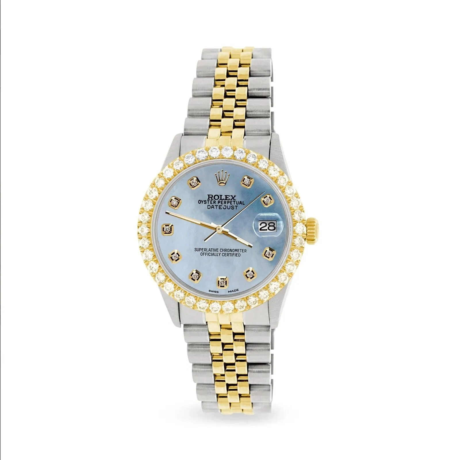 Rolex Datejust  2-Tone Watch 3.05ct Diamond Bezel/Sky Blue MOP Diamond Dial TFJ-142508545