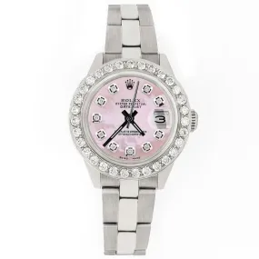 Rolex Datejust 26mm 1.3ct Diamond Bezel/Pink MOP Dial Oyster Steel Watch TFJ-142508114