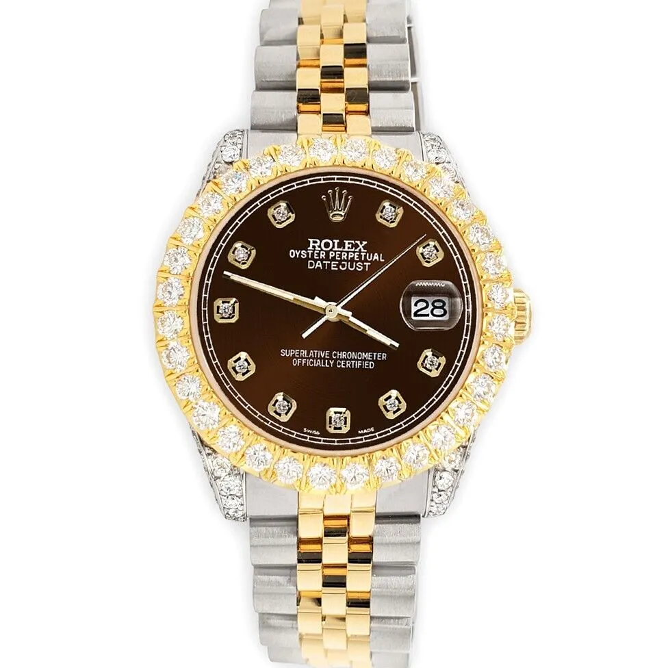 Rolex Datejust 31mm 2-Tone Watch 4.4ct Diamond Chocolate Dial/Bezel/Case/Lugs TFJ-142508089