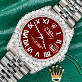 Rolex Datejust  36mm 4.2CT Diamond Bezel/Lugs/Imperial Red Roman Dial TFJ-142508672