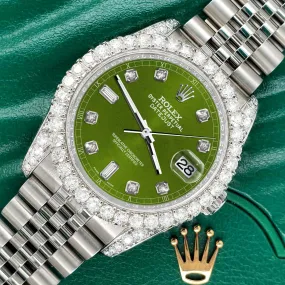 Rolex Datejust  36mm 4CT Diamond Bezel/Lugs/Royal Green 6 9 Baguette Dial TFJ-142508640