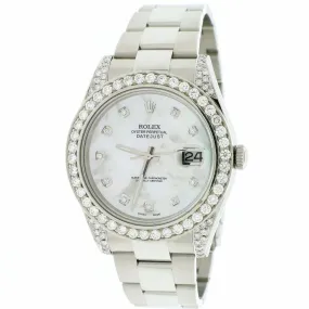 Rolex Datejust II 41mm 3.88ct Diamond Bezel/Lugs/White MOP Dial  TFJ-142508037