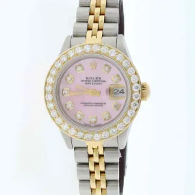 Rolex Datejust Ladies 2-Tone Gold/Steel 26mm Watch Pink MOP Diamond Dial/Bezel TFJ-142508188