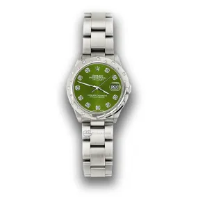 Rolex Datejust Midsize 31mm Domed 24 Diamonds Bezel/Royal Green Dial Watch  TFJ-142508789