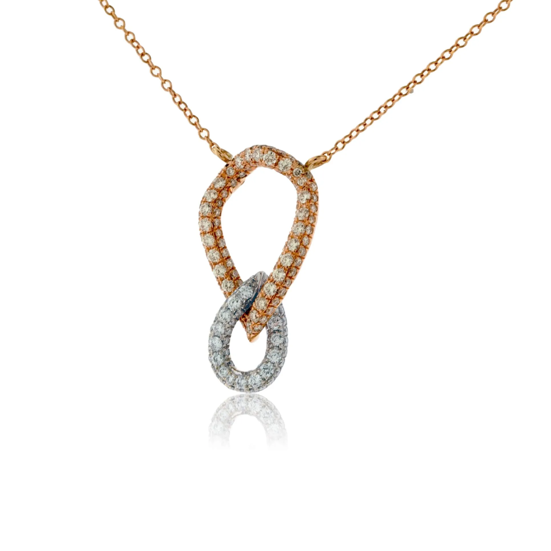 Rose & White Gold Link Style Diamond Pendant