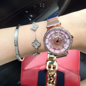 Rotatable Flower Magnetic Strap Women's Watch