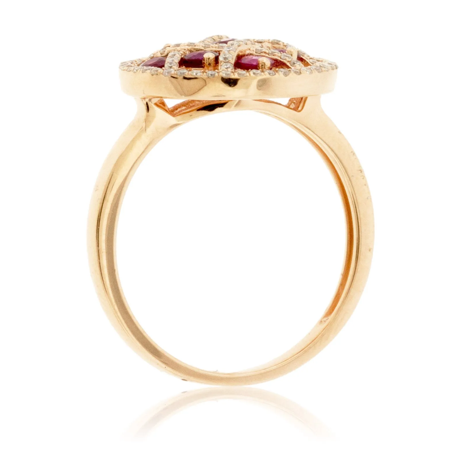 Ruby & Diamond Lattice Style Circle Ring