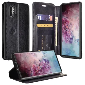 Samsung Galaxy Note 10 Case, Galaxy Note 10 Wallet Case, Pu Leather Wallet Case [Kickstand] with ID & Credit Card Slots for Galaxy Note 10  - Black