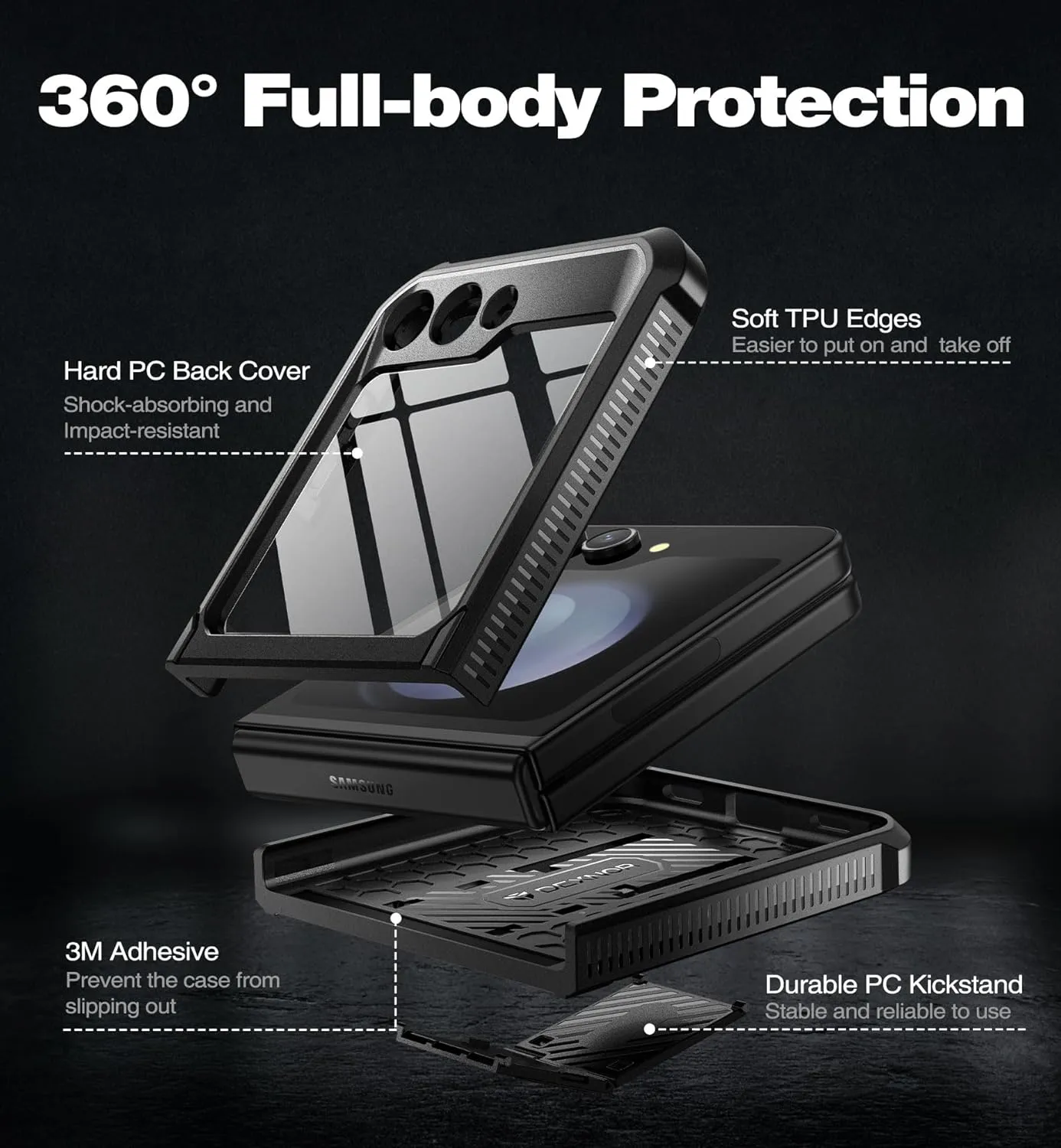 Samsung Galaxy Z Flip 5 5G Shockproof Rugged Full-Body Protective Case