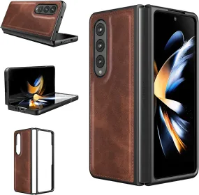 Samsung Galaxy Z Fold 4 5G Case, Galaxy Z Fold 4 Leather Case Black