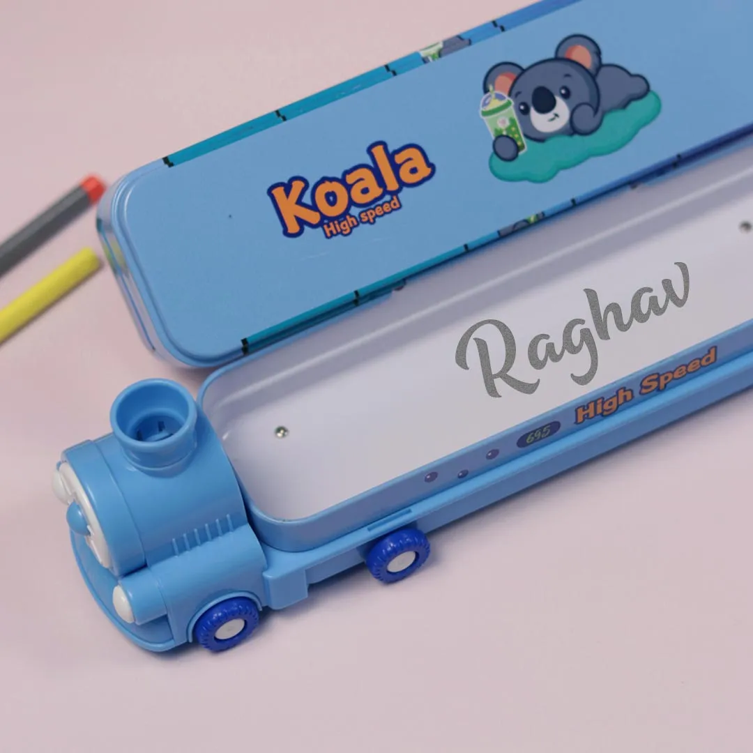 School Items for Kids-Customized Metal Train Shape Geometry Box