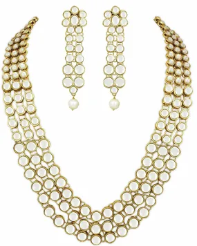 Shining Diva Gold Plated Traditional Jewellery Kundan Pearl Necklace Set with Earrings For Women (White) (rrsd6706s)