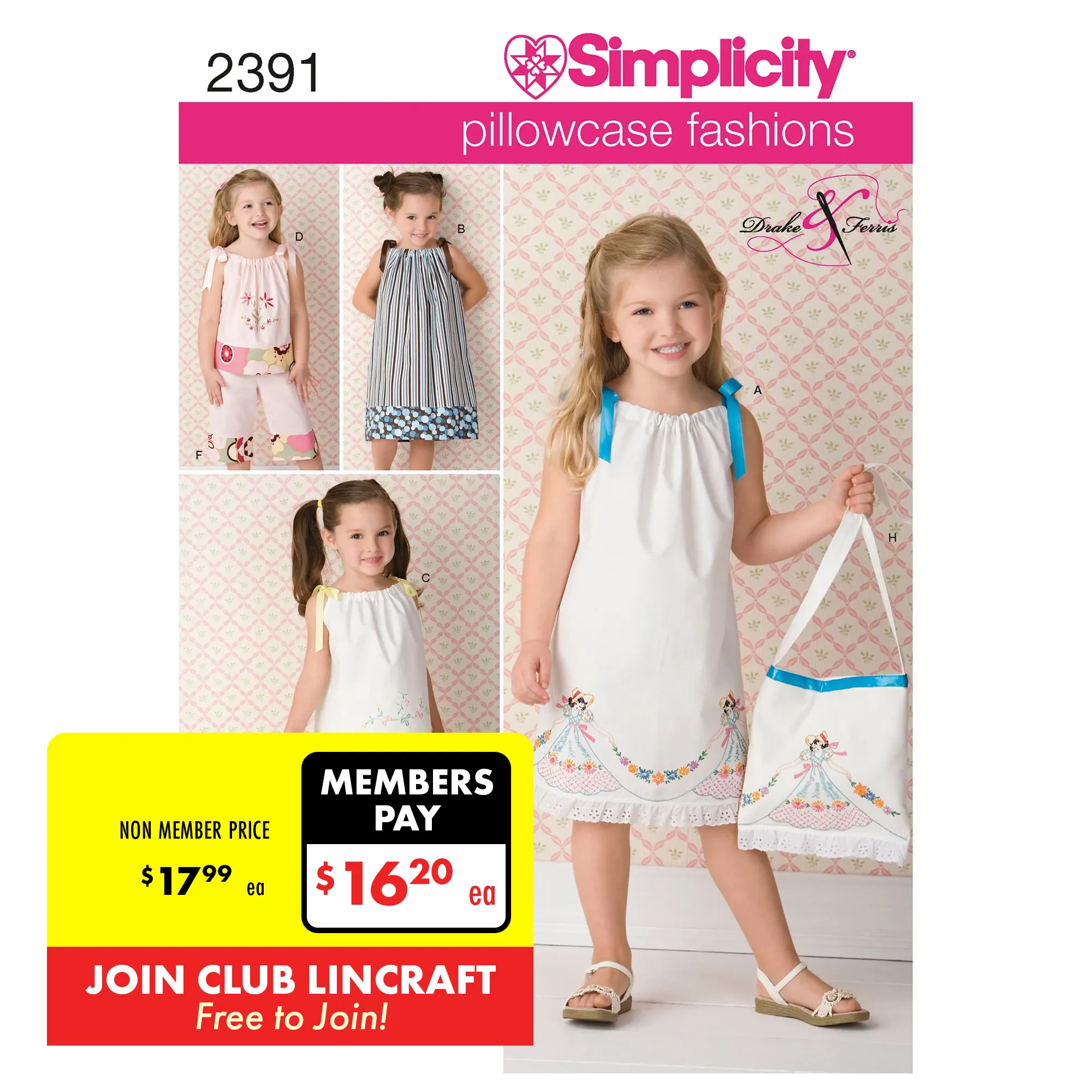 Simplicity Pattern 2391 Child's vintage pillow case fashion