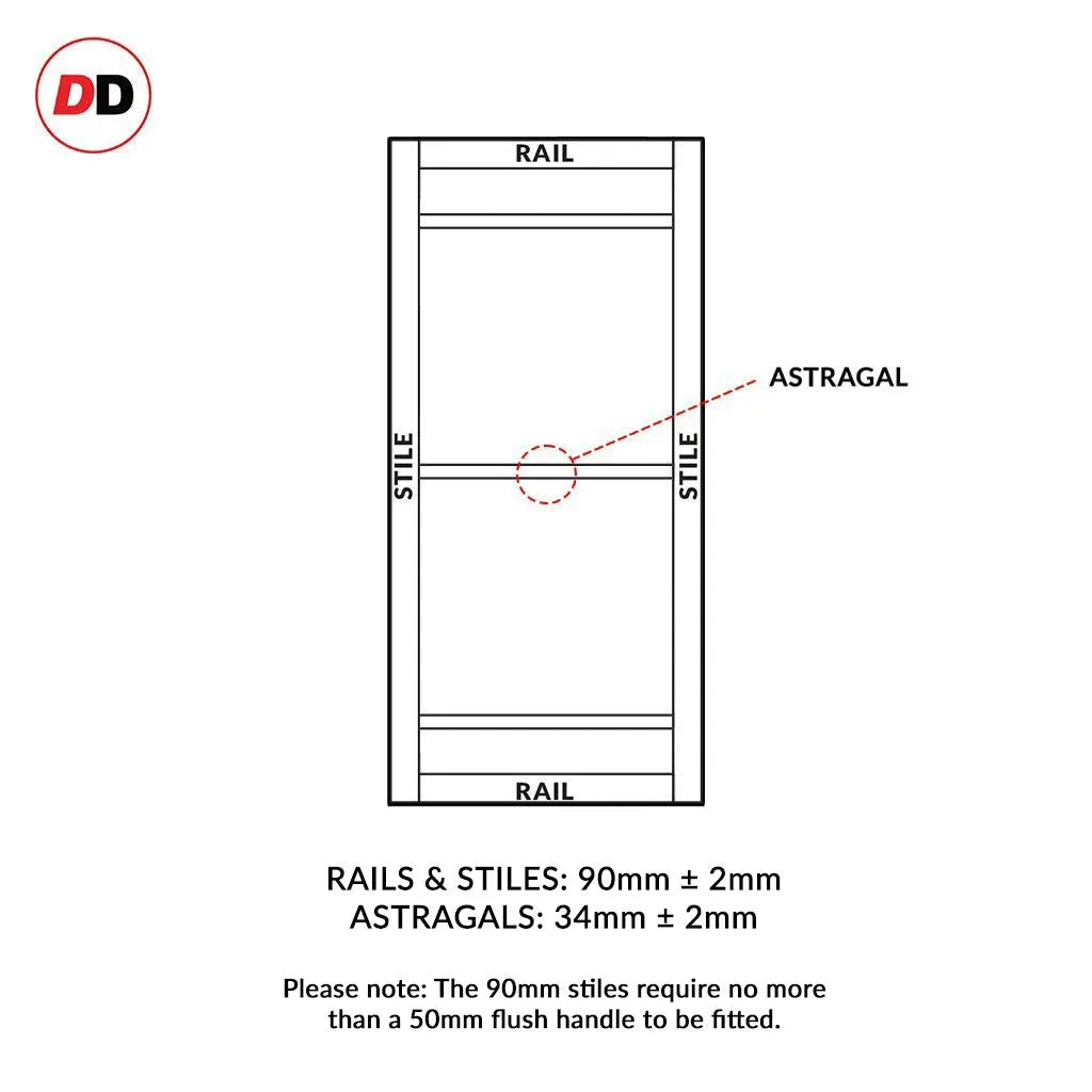 Single Sliding Door & Premium Wall Track - Eco-Urban® Malvan 4 Pane Door DD6414SG Frosted Glass - 6 Colour Options