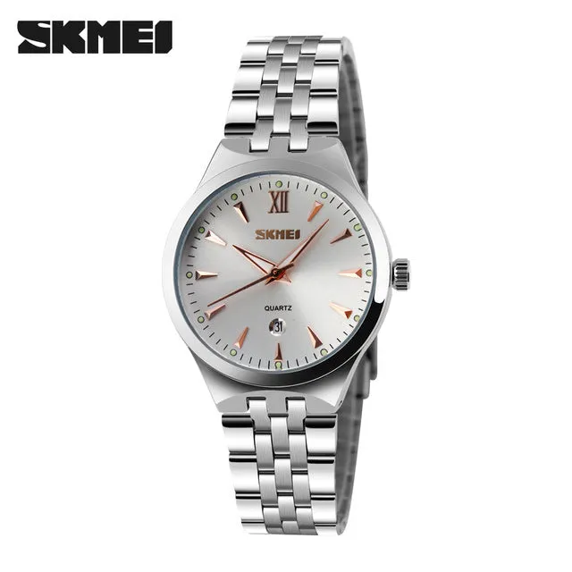 SKMEI Quartz Watch Women Fashion Casual Watches Relogio Feminino Montre Femme Reloj Mujer Full Steel Waterproof Wristwatches