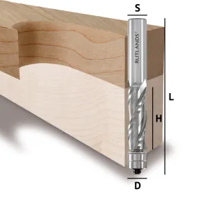 Solid Carbide Router Bit - Spiral Up Cut 2 Flute with 2 Bearings