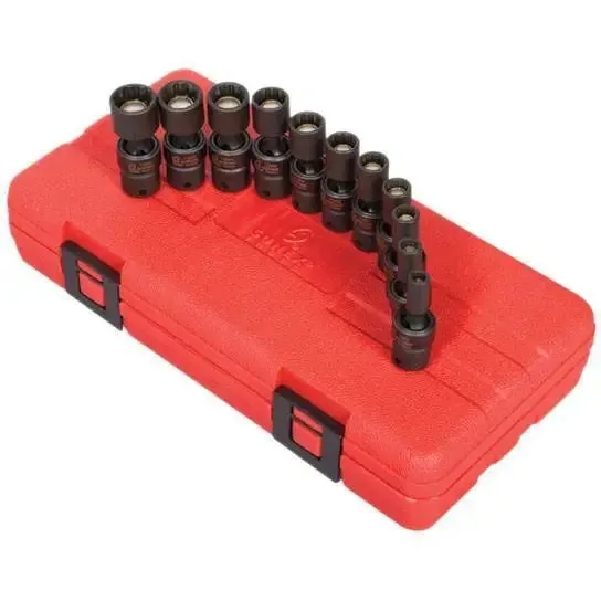 Sunex 1/4 in Dr. 12 Pt. 11 Pc. Metric Magnetic Universal Impact Socket Set