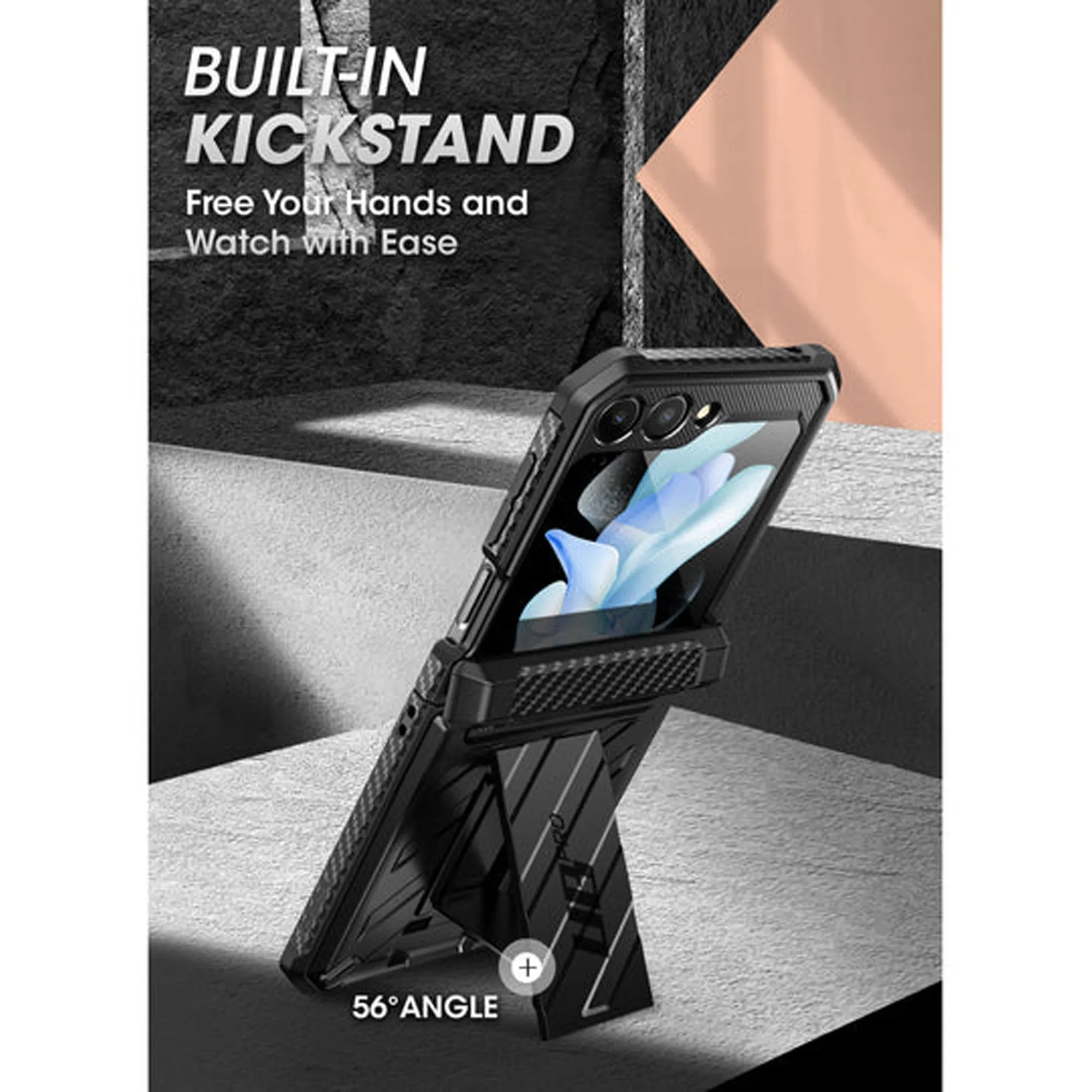 Supcase Unicorn Beetle PRO for Samsung Galaxy Z Flip 5 with Belt Clip - Black