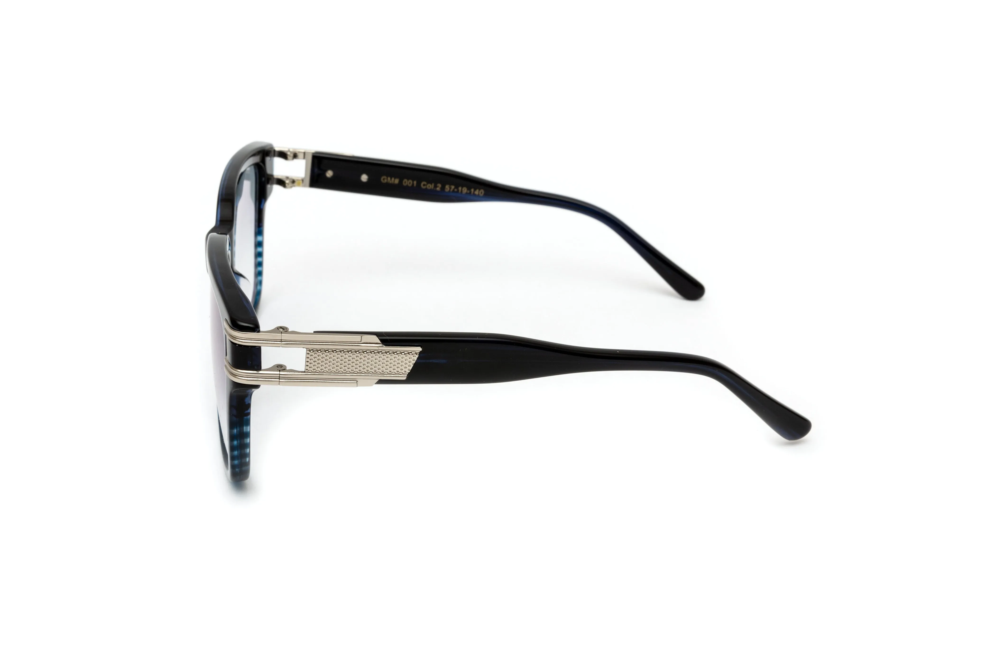 THE GENTLEMEN Silver & Blue Acetate Sunglasses, Gradient Grey Lenses