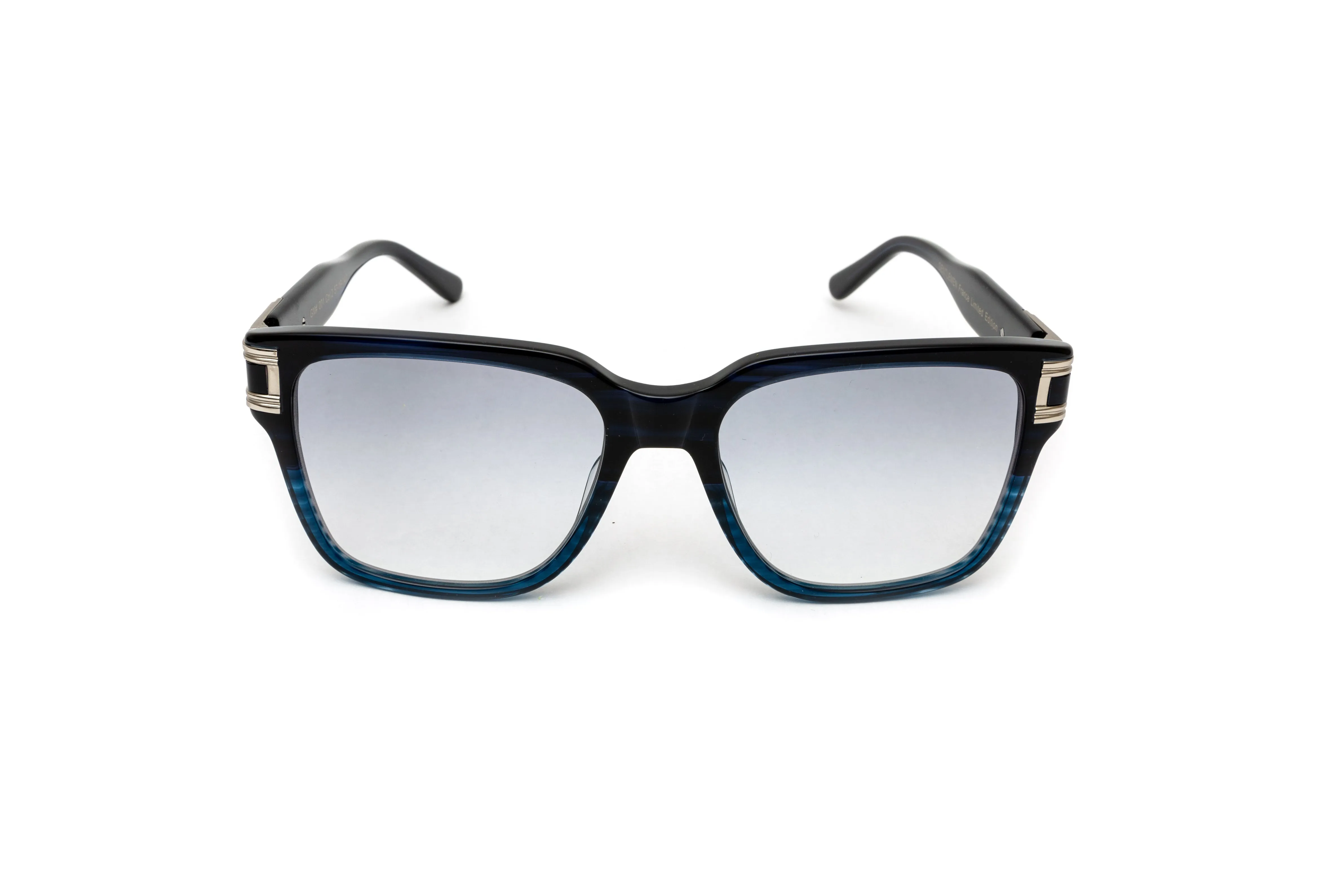 THE GENTLEMEN Silver & Blue Acetate Sunglasses, Gradient Grey Lenses