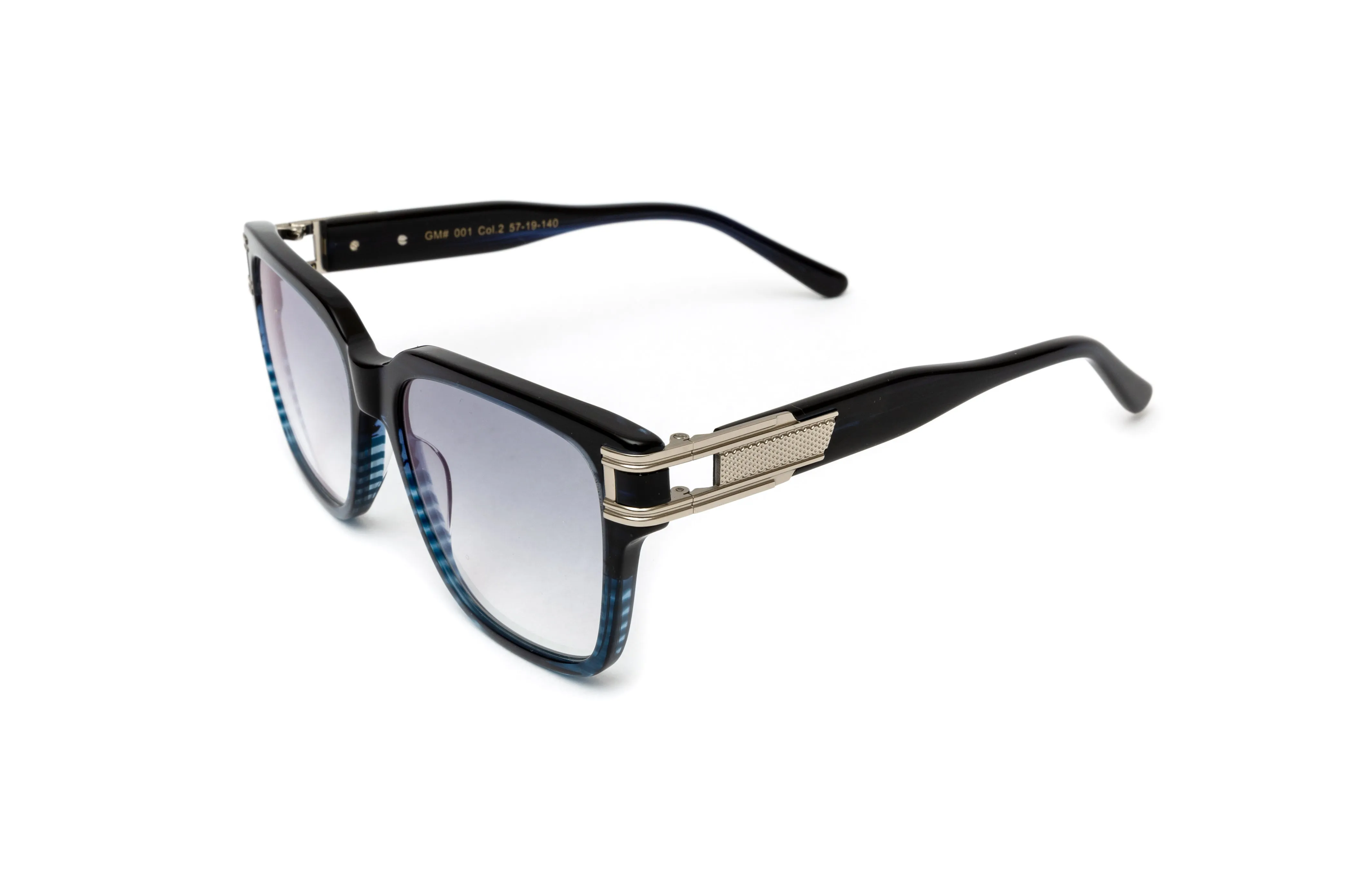 THE GENTLEMEN Silver & Blue Acetate Sunglasses, Gradient Grey Lenses