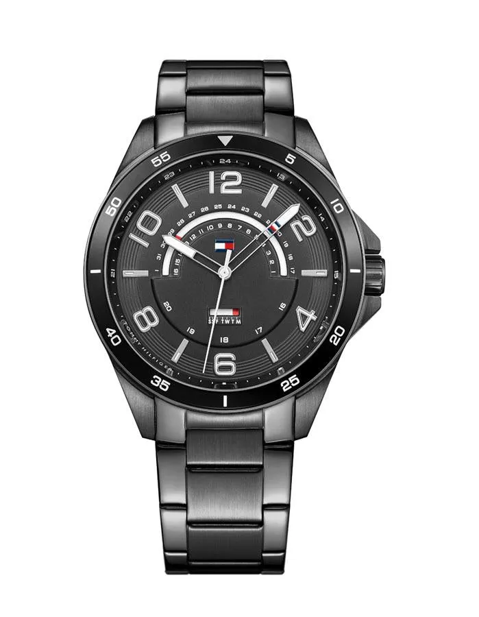 Tommy Hilfiger Mens Ian Watch - Gunmetal Steel - Bracelet - Day and Date