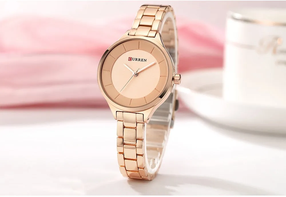 Top Brand Fashion Stainless Steel Band Quartz Wrist Watch Ladies Watches