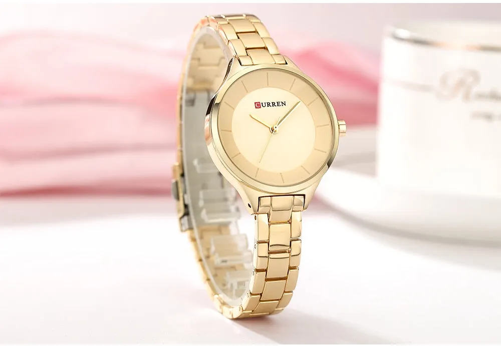 Top Brand Fashion Stainless Steel Band Quartz Wrist Watch Ladies Watches