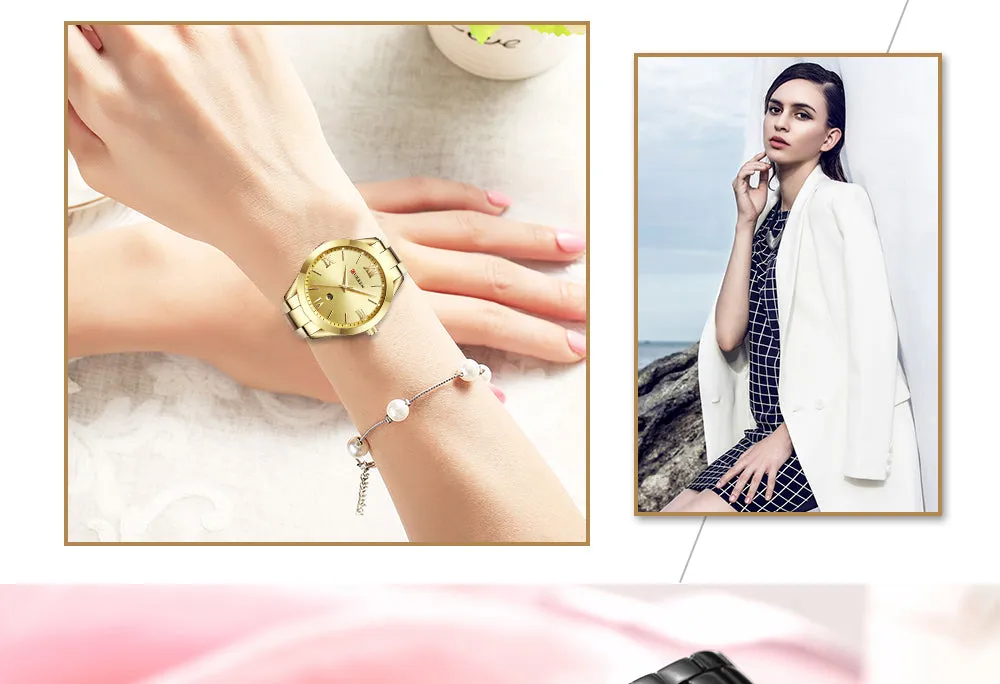 Top Brand Fashion Stainless Steel Band Quartz Wrist Watch Ladies Watches