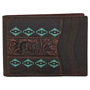 Trenditions RED DIRT BIFOLD CARD CASE TOOLED ACCENT W/TURQUOISE DESIGN 23225880M3