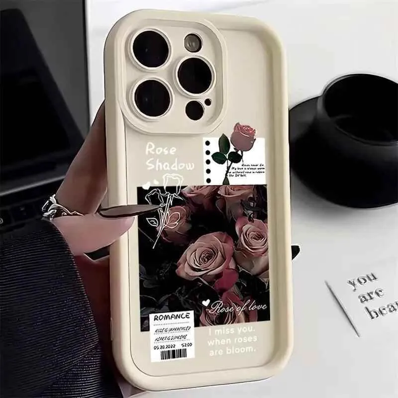 TSP155 Cute Phone Cases For Galaxy S24, S23, S22 Plus Ultra, S21, S20 FE, A10, A11, A03, A04, A30, and A20 - Rose Flower Pattern