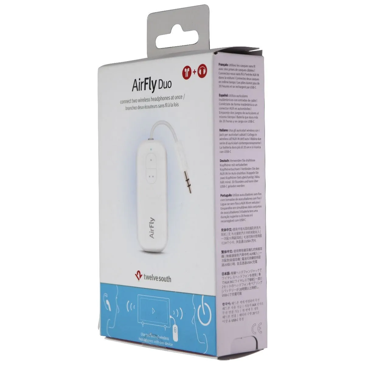 Twelve South AirFly Duo Multi-Device Wireless Bluetooth Transmitter - White