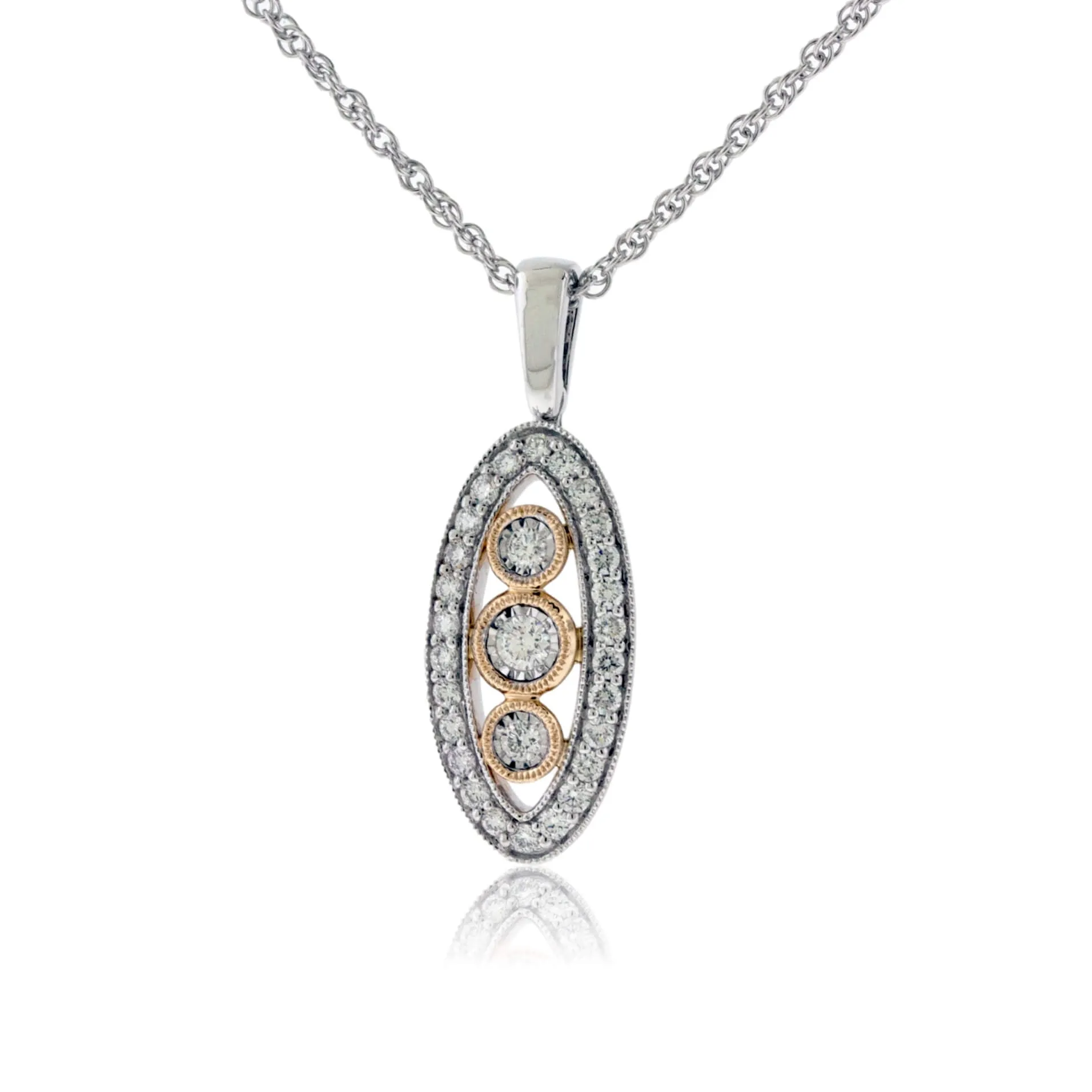 Two Toned Oval Art Deco Style Pendant