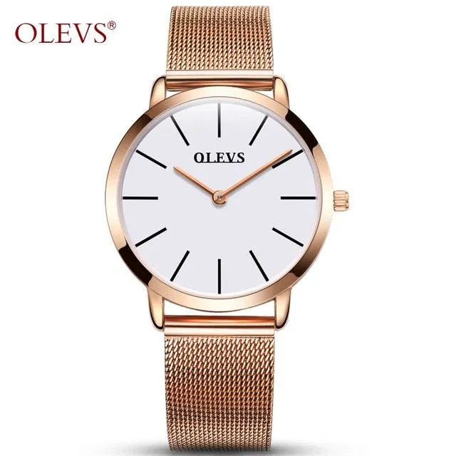 Ultra thin Ladies Watch Brand Luxury Women Watches Waterproof Rose Gold Stainless Steel Quartz Calendar Wrist Watch montre femme