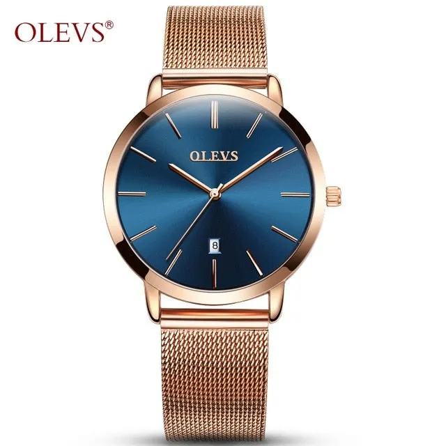 Ultra thin Ladies Watch Brand Luxury Women Watches Waterproof Rose Gold Stainless Steel Quartz Calendar Wrist Watch montre femme