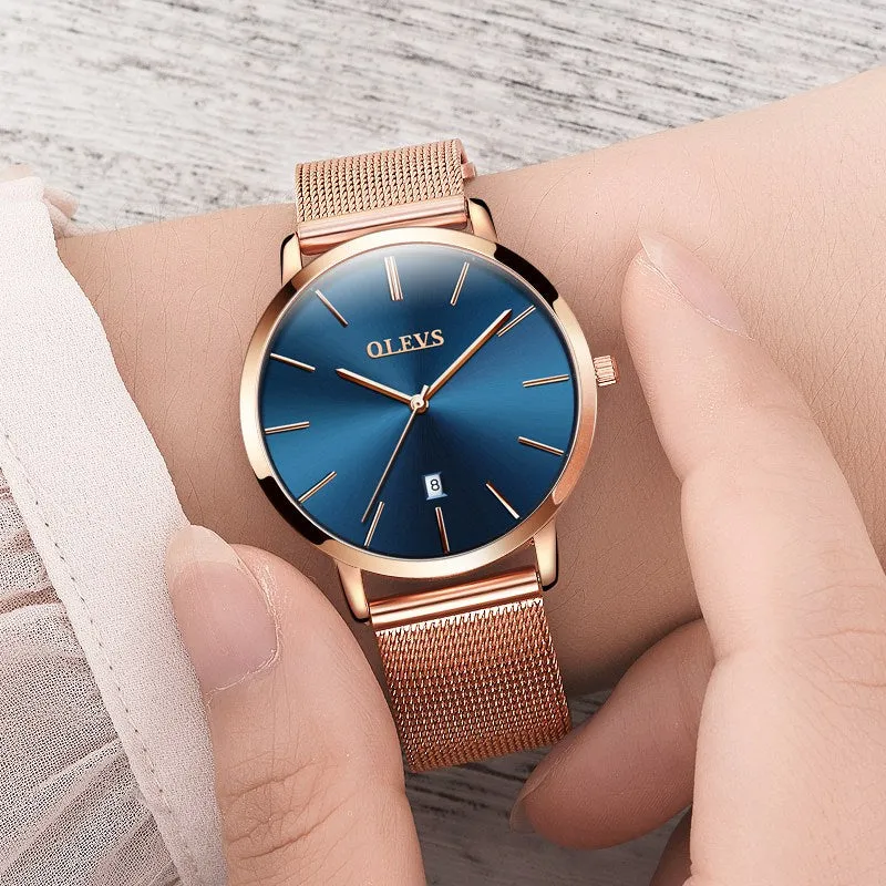 Ultra thin Ladies Watch Brand Luxury Women Watches Waterproof Rose Gold Stainless Steel Quartz Calendar Wrist Watch montre femme