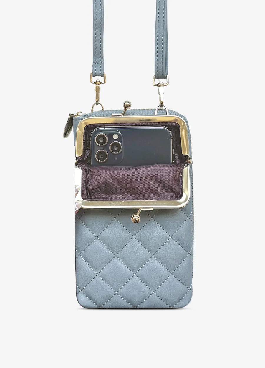 Universal Kiss Lock Crossbody Wallet in Gray