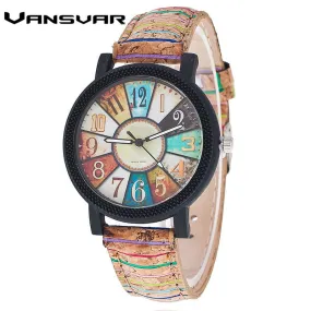 Vansvar Brand Fashion Casual Relogio Feminino Vintage Leather Women Quartz Wrist Watch Gift Clock Drop Shipping 1903