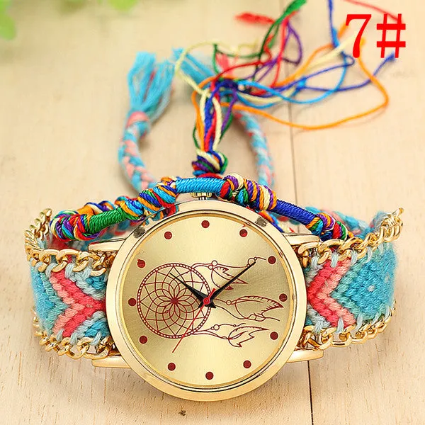 Vansvar Vintage Women Native Handmade Quartz Watch Knitted Dreamcatcher Friendship Watch Relojes Mujer Drop Shipping 1468