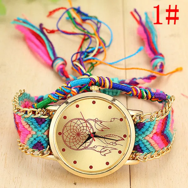 Vansvar Vintage Women Native Handmade Quartz Watch Knitted Dreamcatcher Friendship Watch Relojes Mujer Drop Shipping 1468