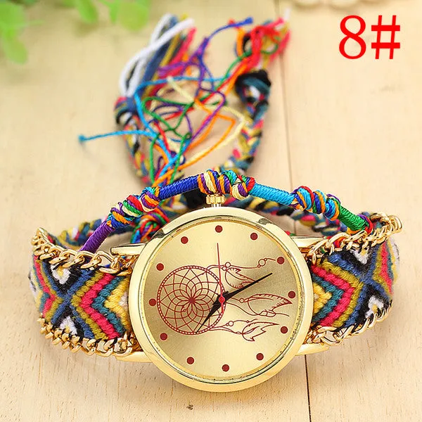 Vansvar Vintage Women Native Handmade Quartz Watch Knitted Dreamcatcher Friendship Watch Relojes Mujer Drop Shipping 1468