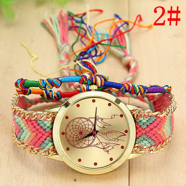 Vansvar Vintage Women Native Handmade Quartz Watch Knitted Dreamcatcher Friendship Watch Relojes Mujer Drop Shipping 1468