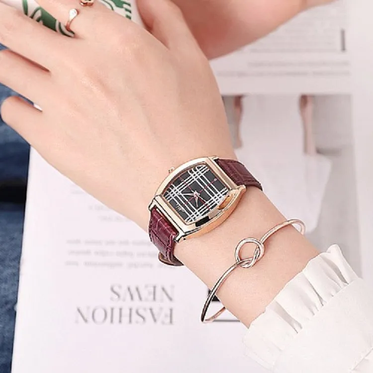 Vintage Barrel Pattern Stripe Dial Women's Watch