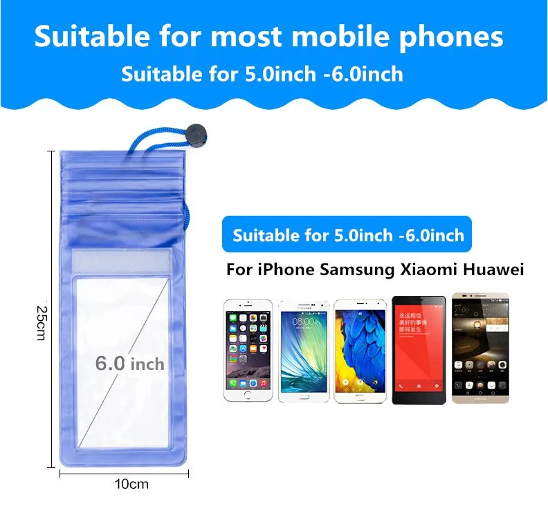 Waterproof Underwater PVC Package Pouch Diving Bags For iPhone Outdoor Mobile Phone Pocket Case For Samsung Xiaomi HTC Huawei