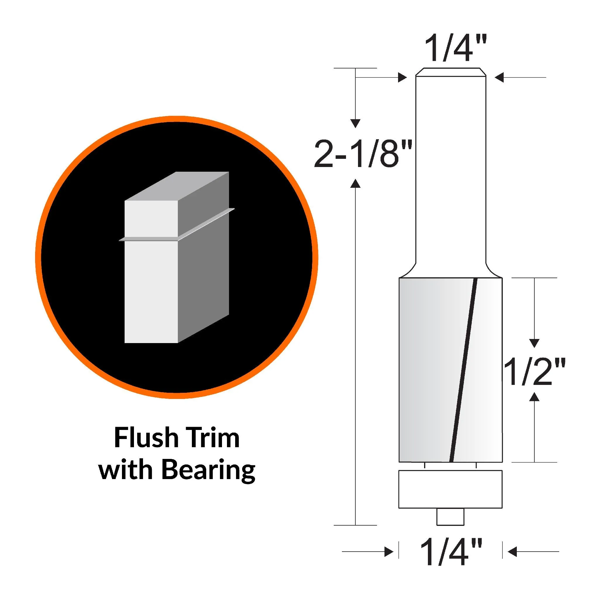 WEN RB401FT 1/4 in. Flush Trim Carbide-Tipped Router Bit with 1/4 in. Shank