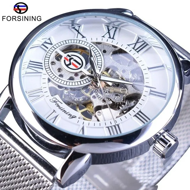 Winner Thin Case Full Golden Design Retro Openwork Clock Mesh Band Men's Mechanical Watch