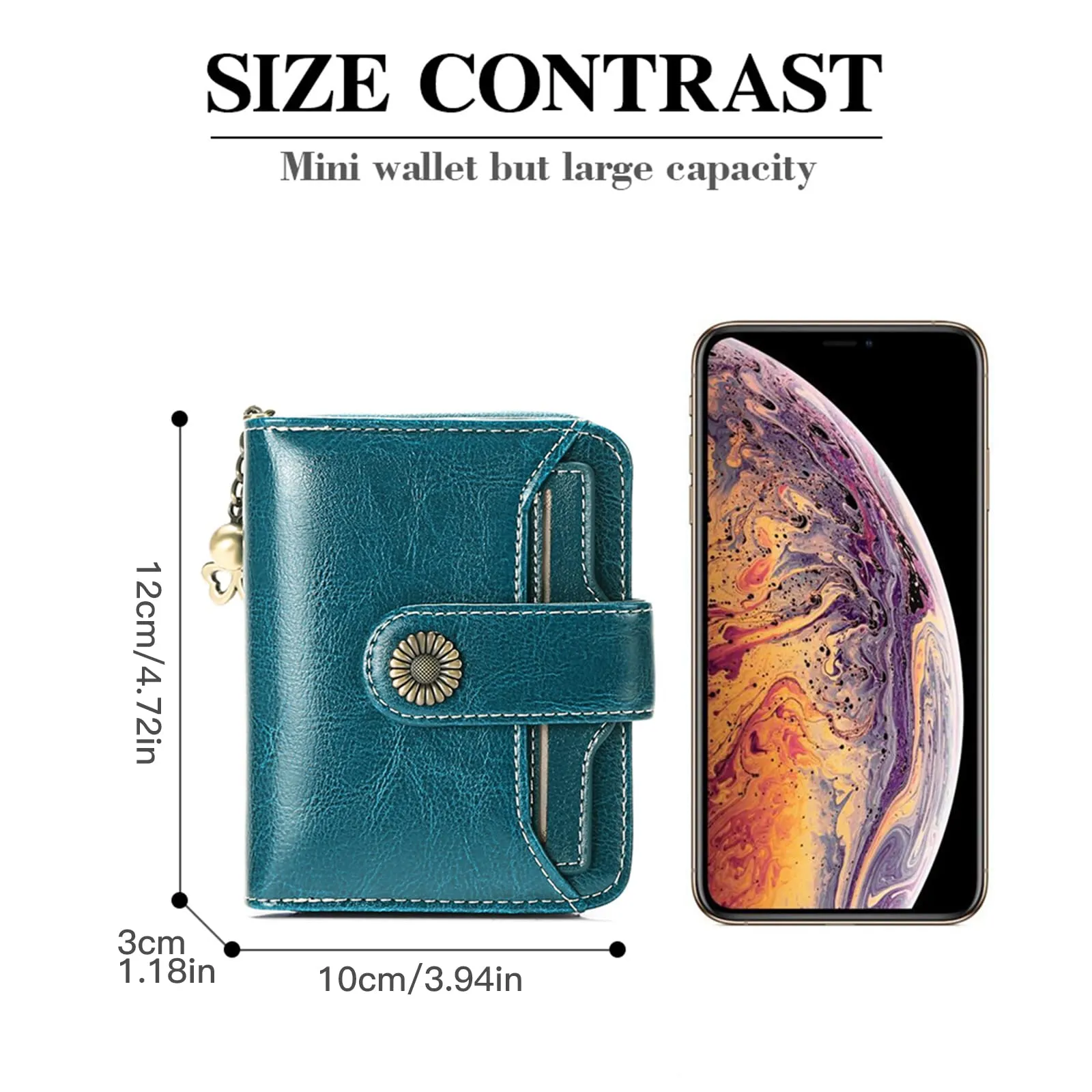 Women Wallets Leather Small RFID Blocking Bifold Zipper Pocket Card Holder with ID Window