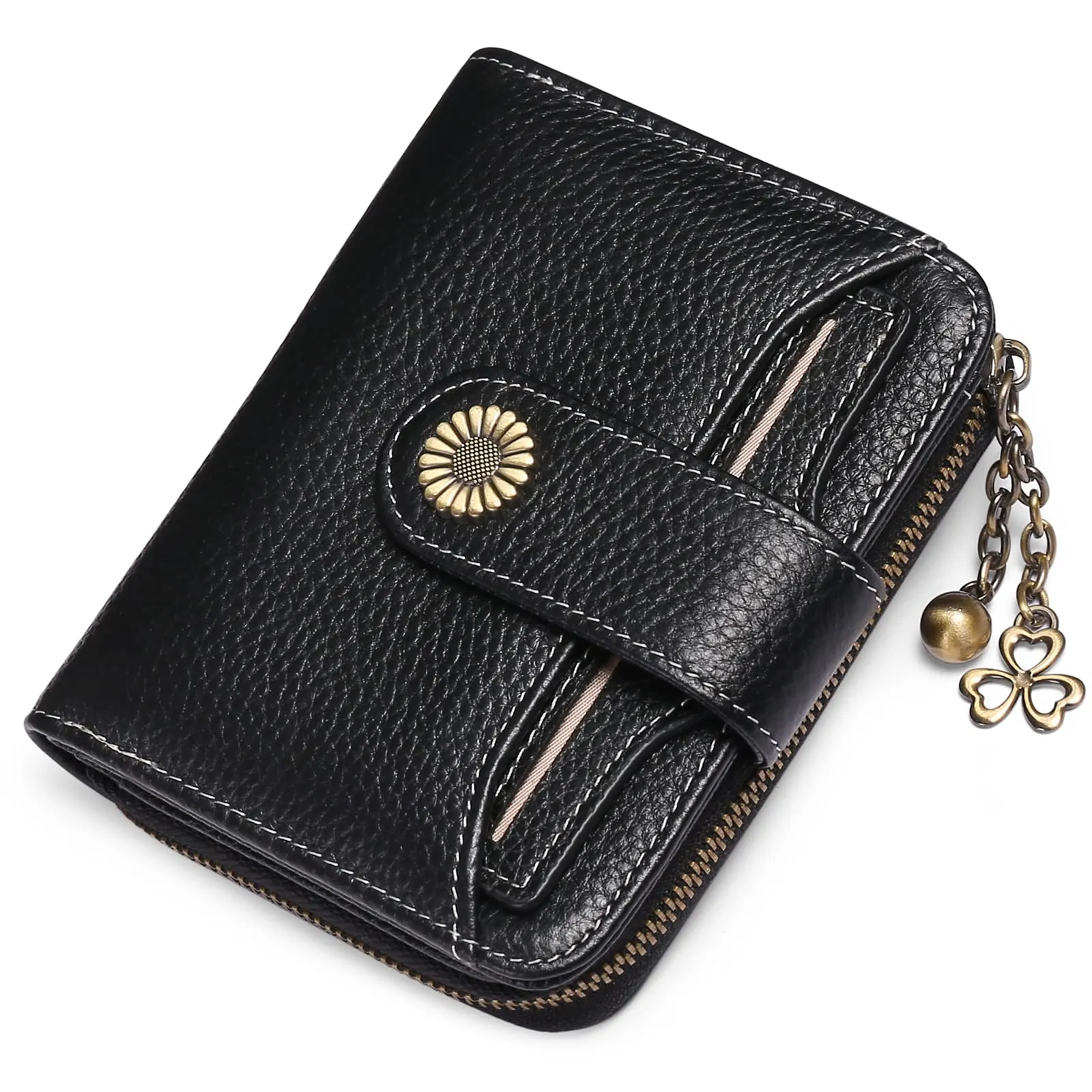 Women Wallets Leather Small RFID Blocking Bifold Zipper Pocket Card Holder with ID Window