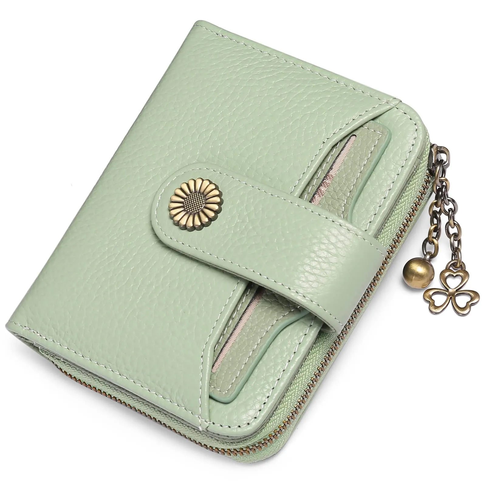 Women Wallets Leather Small RFID Blocking Bifold Zipper Pocket Card Holder with ID Window