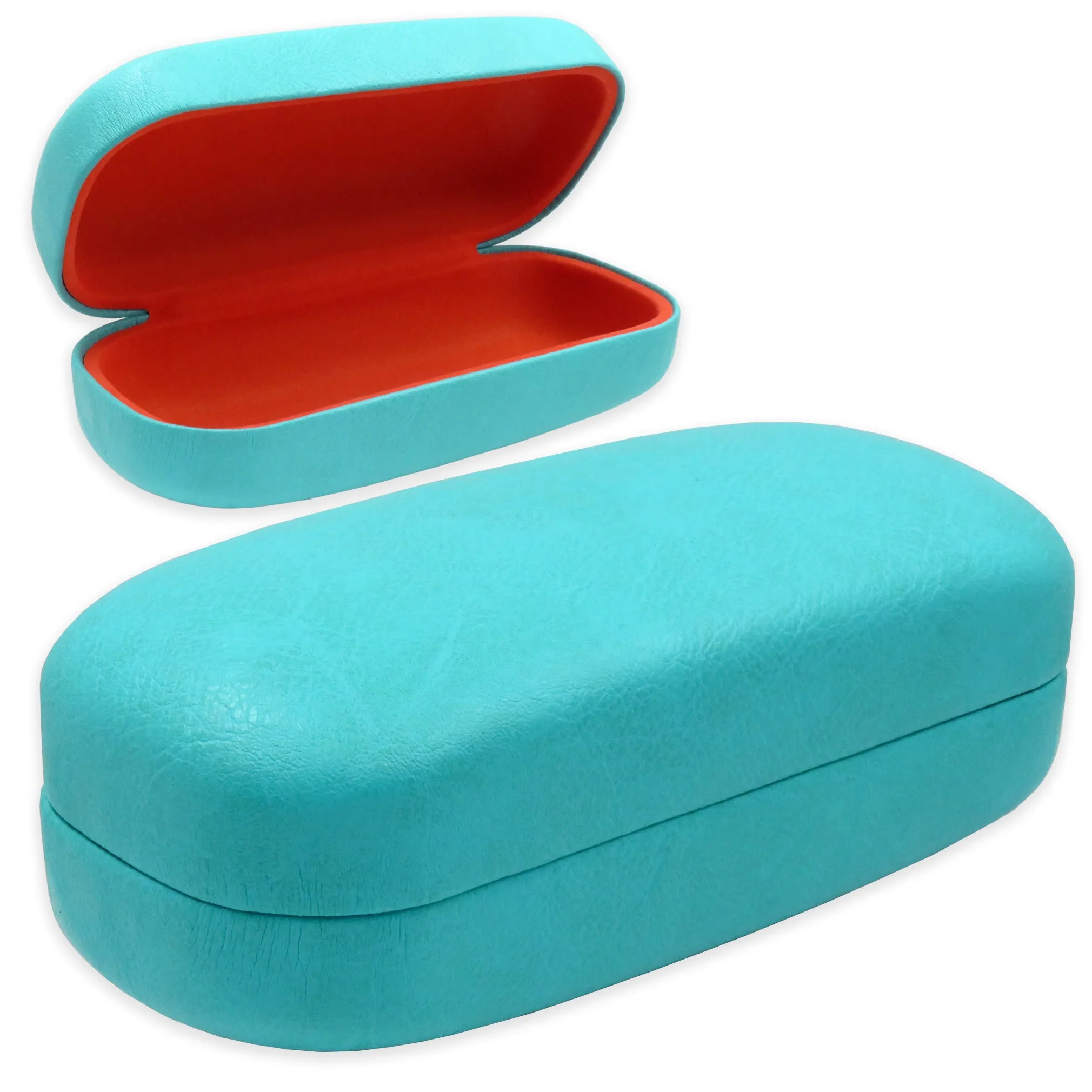 Women XL Large straight sunglasses Case - men hard eyeglass case w/ Cloth pouch (AS505 Turquoise)